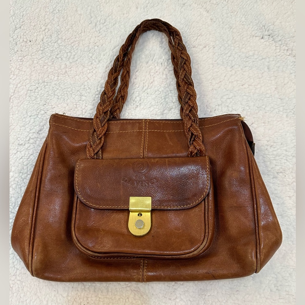 Vintage DA VINCI genuine leather brown shoulder bag